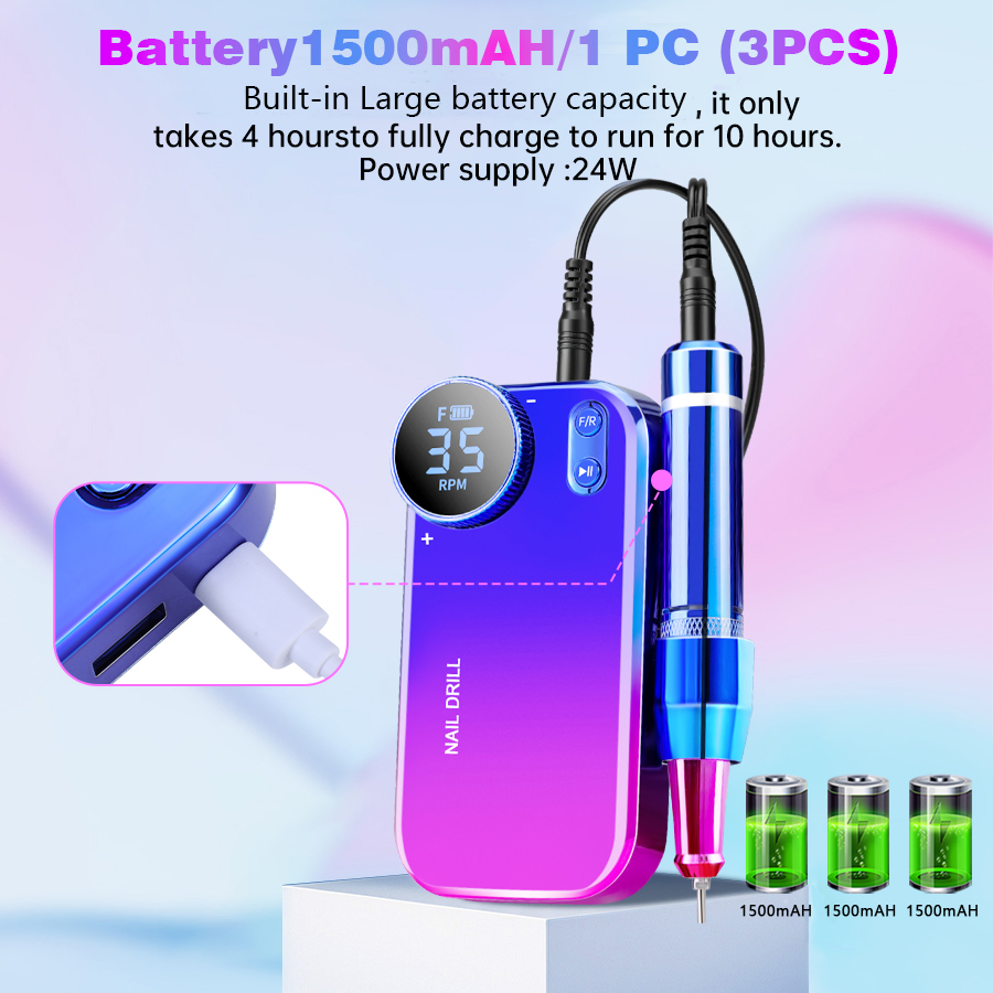 Portable Lithium Battery Nail Drill for Commercial and Holiday Gift