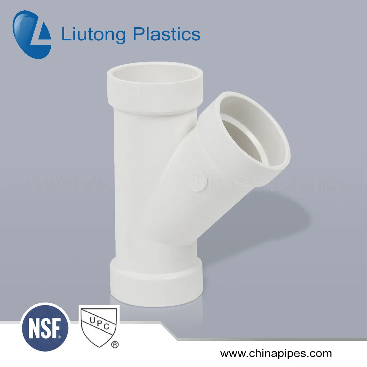 Plastic UPVC/PVC Wye-Tee with White Colour in ASTM-D-2665 Standard