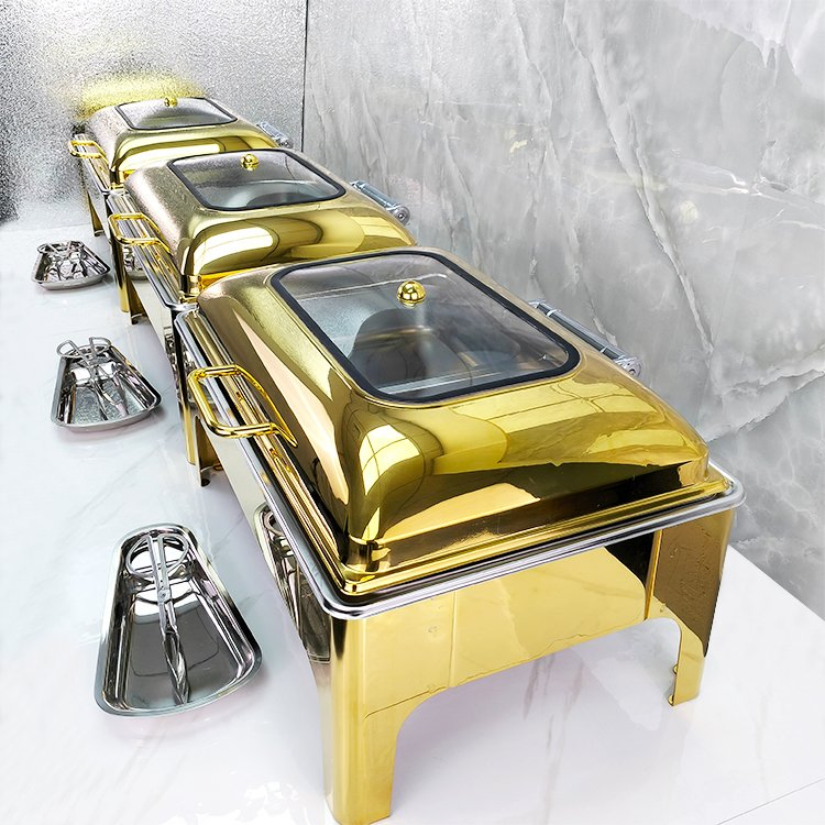 Gold Catering Equipment Buffet Stove Heating Hotel Use Chafing Dish
