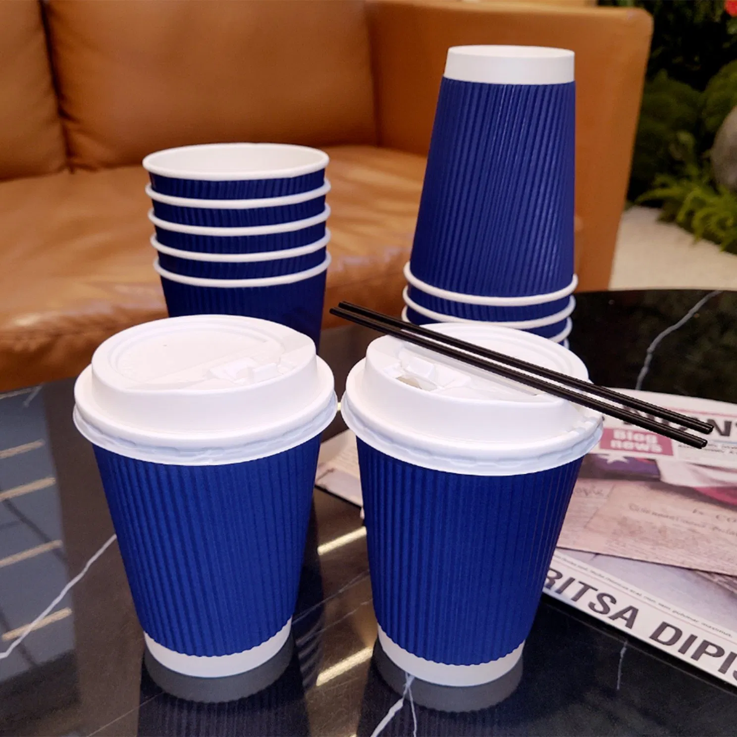 Hot Sale Disposable 16oz Ripple Wall Paper Cups