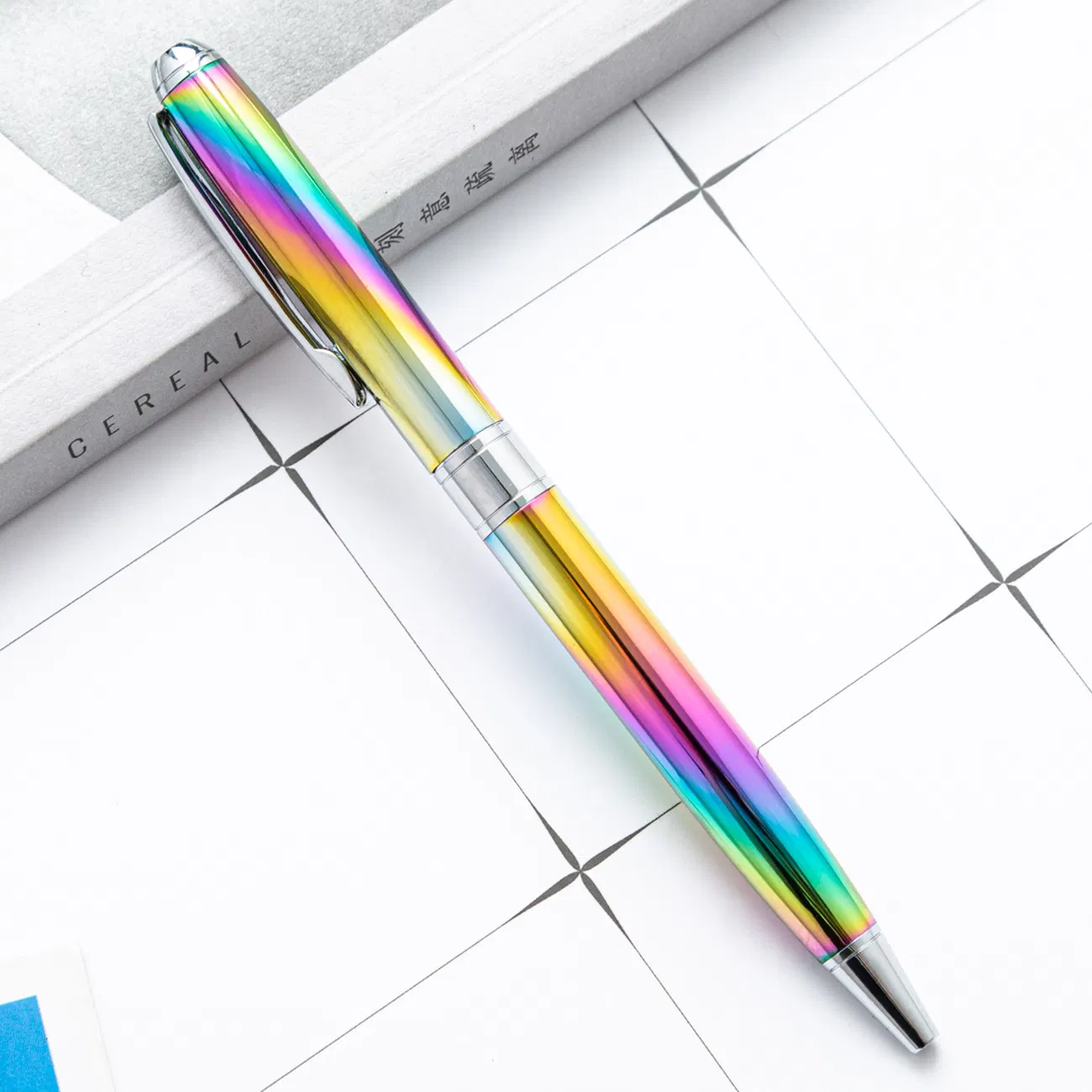Custom Retractable Ballpoint Pens, Metal for Business, Office & Gift, 1.0mm Medium Black Ink, Rainbow Colors