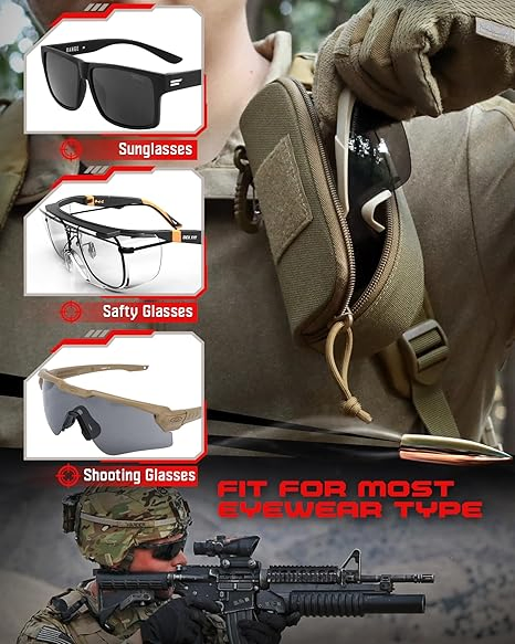 Molle Glasses Pouch Eyeglasses Hard Case Shockproof Sunglasses Carrying Case with Cleaning Cloth