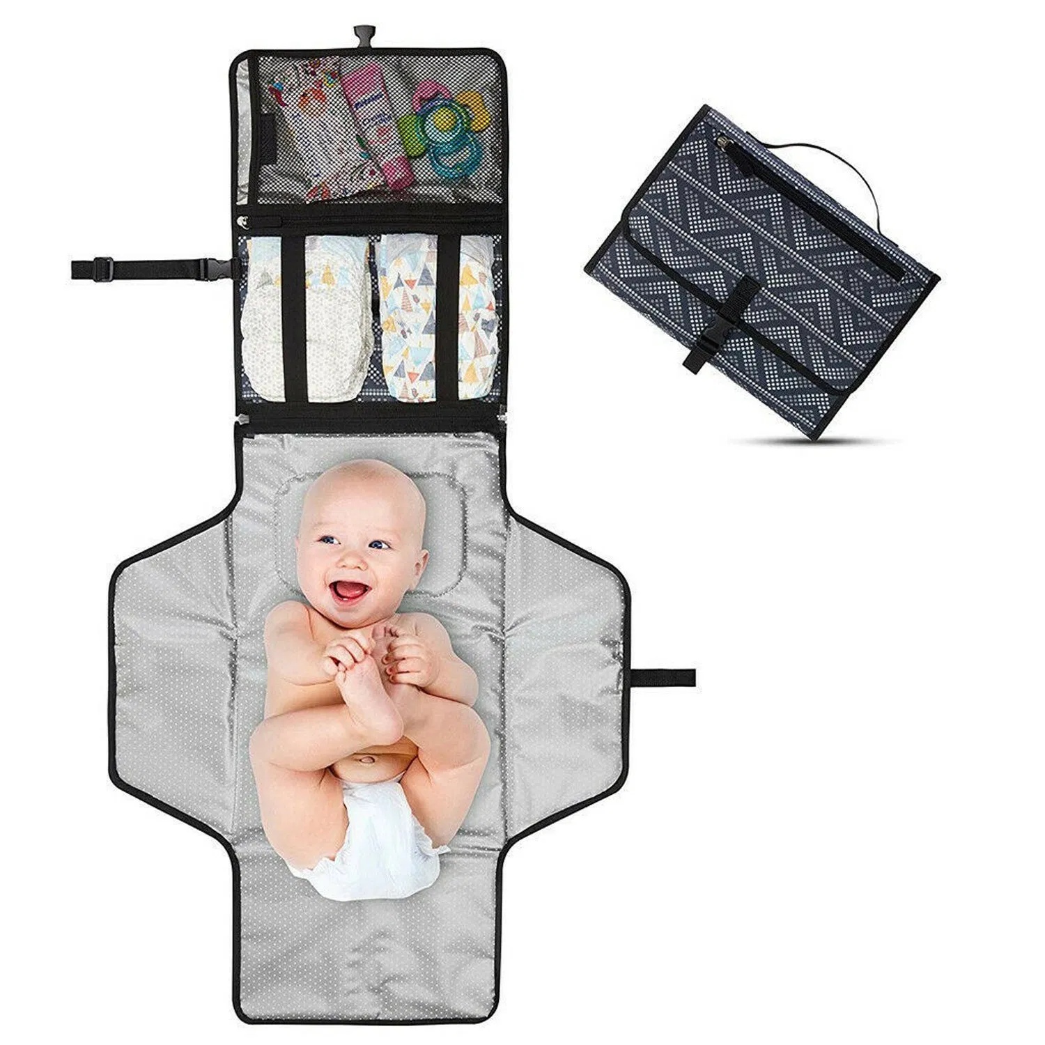 Portable Pad Travel Waterproof Compact Diaper Baby Changing Mats with Built-in Pillow - Lightweight & Foldable Changing Station