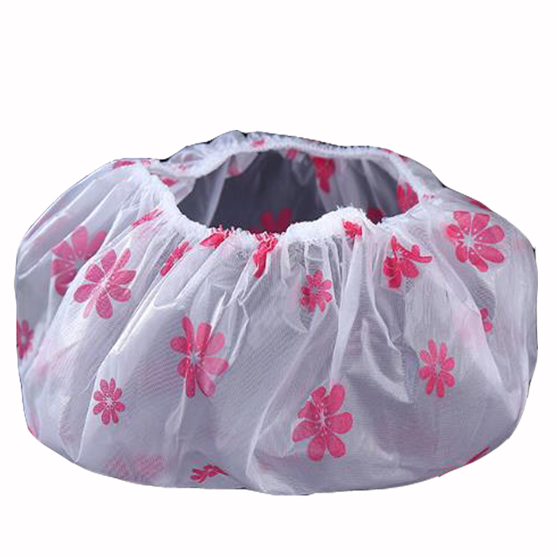 Disposable PE Shower Cap with Cherry Design in Pink