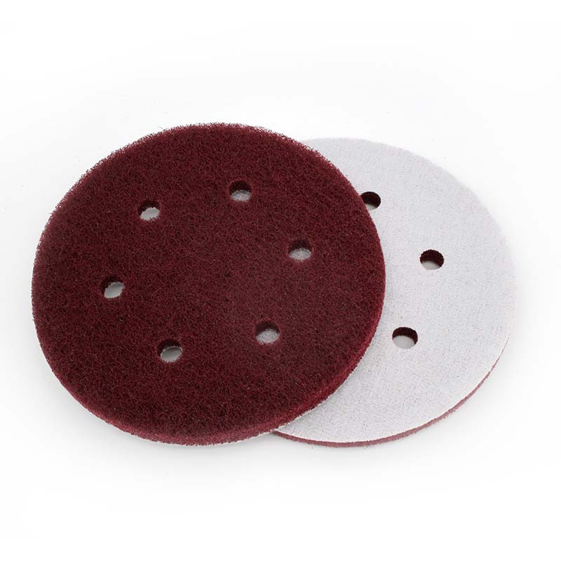 6 Inch 150mm Round Hook and Loop 6-Hole Scouring Pad Industrial Heavy Duty Nylon Cleaning Cloth