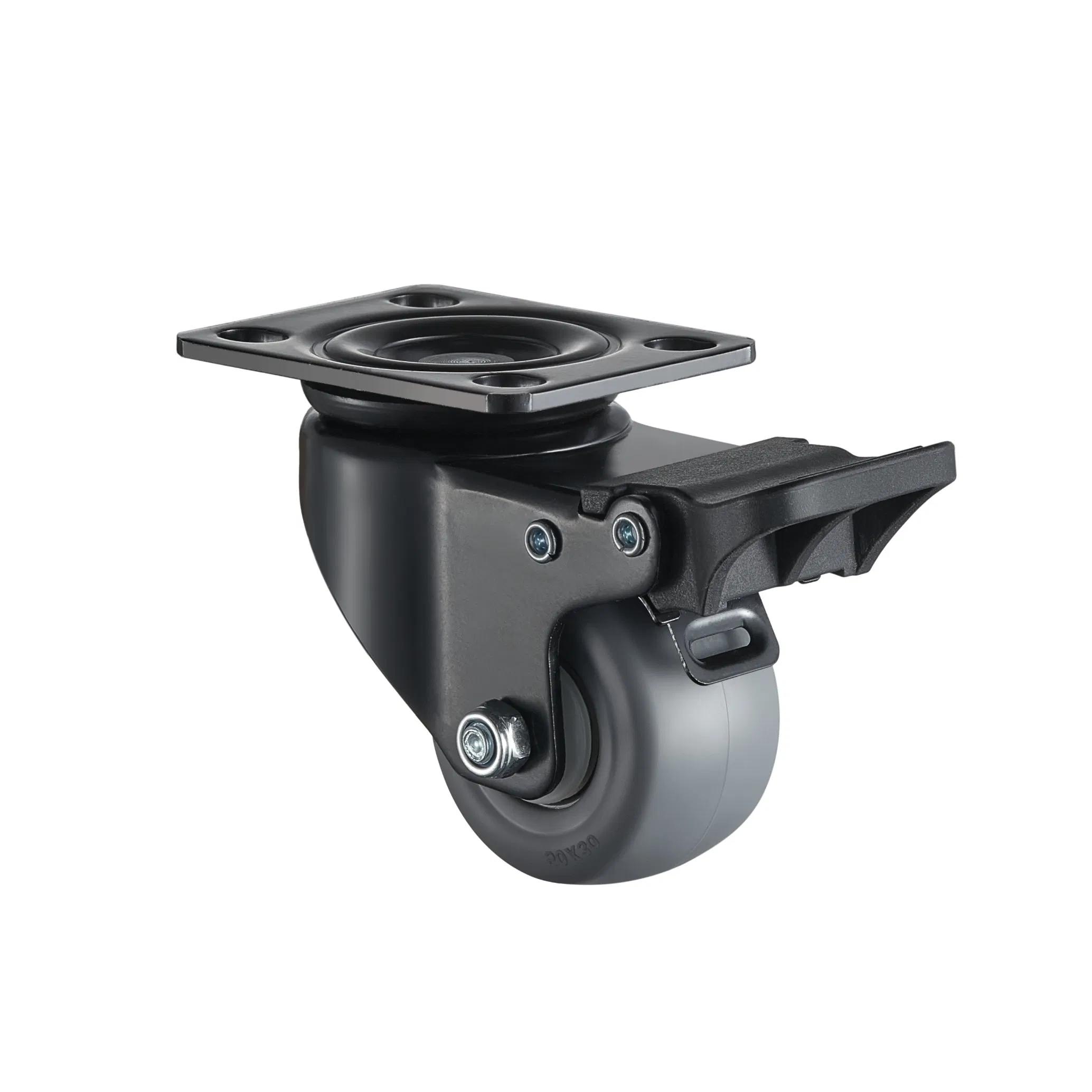 Gray Rubber Silent Casters for Office Chairs, Light Carts & Furniture - 40mm/50mm Elastic Wheels, Swivel/Fixed/Brake Types