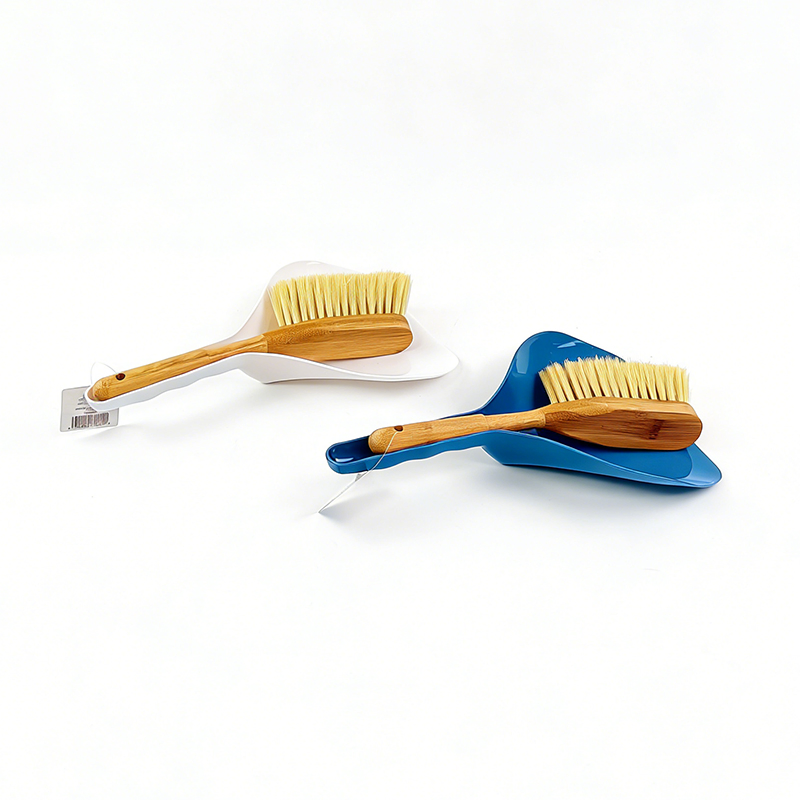 Mini Bamboo Dustpan and Brush Set - Soft Bristle Hand Broom for Desktop/Kitchen Countertop Cleaning