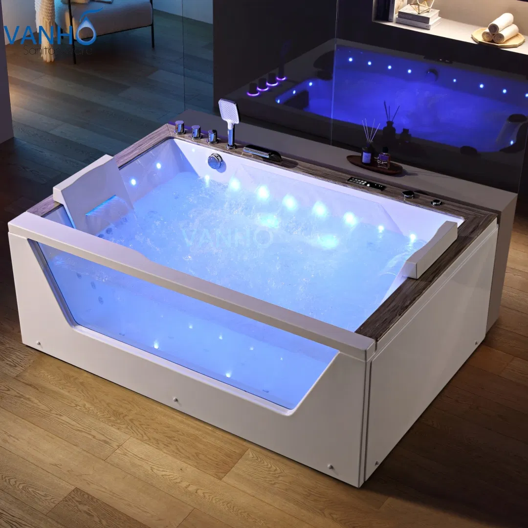 Угловая акриловая ванна для двоих с гидромассажем