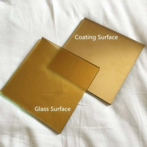 Industrial Exterior Building 6mm Golden Yellow Reflective Glass for Outdoor/Bathroom/Curtain Wall Dark Brown Decoration