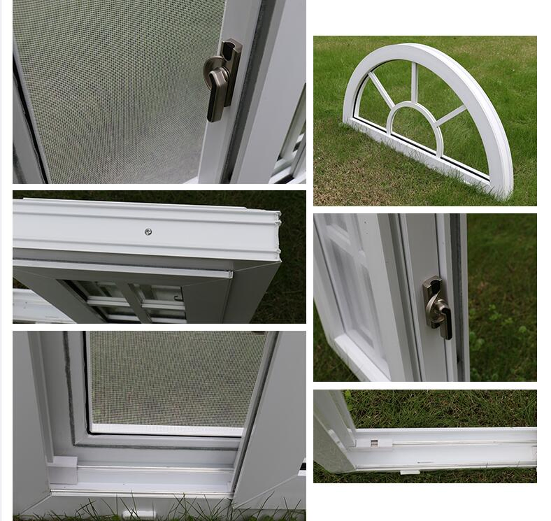 European Style Plastic Steel PVC Sliding Windows and Doors with Round Top