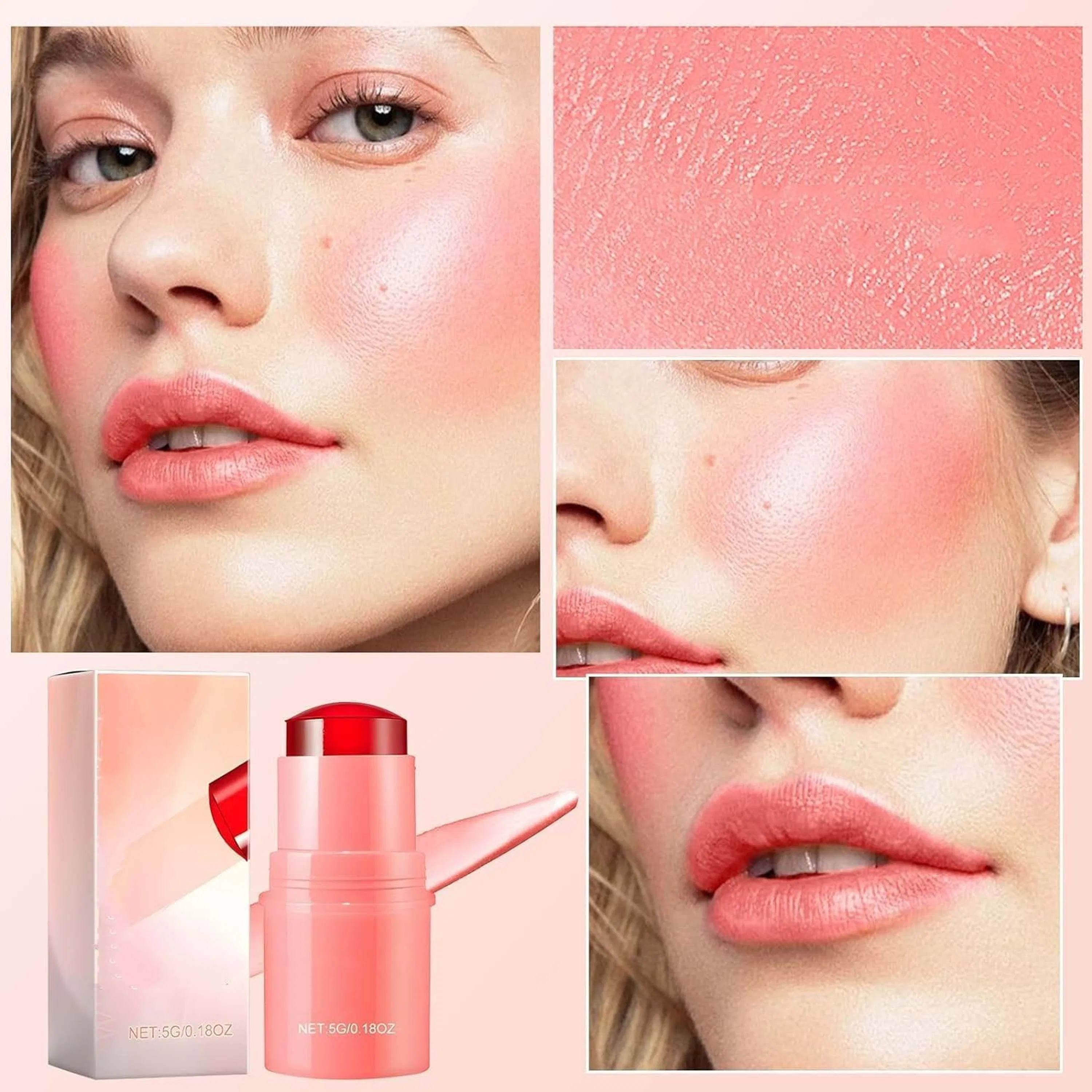 Bouncy Jelly Texture Longlasting&Mesh Free Stick Multi-Used as Blush, Eyeshadow, Lipstick