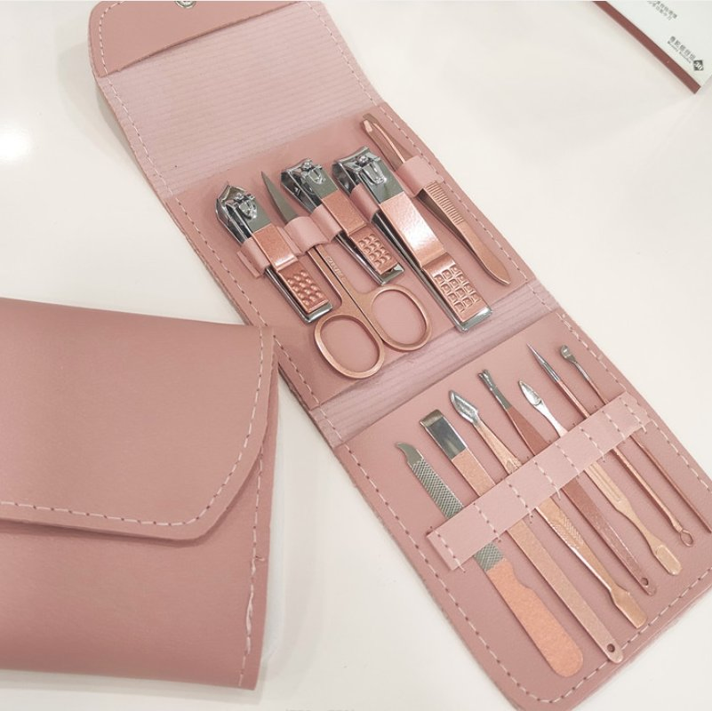 Multi-Function Manicure Pedicure Set Nail File, Tweezer, Cuticle Cutter, Makeup Brushes Mini Manicure Set