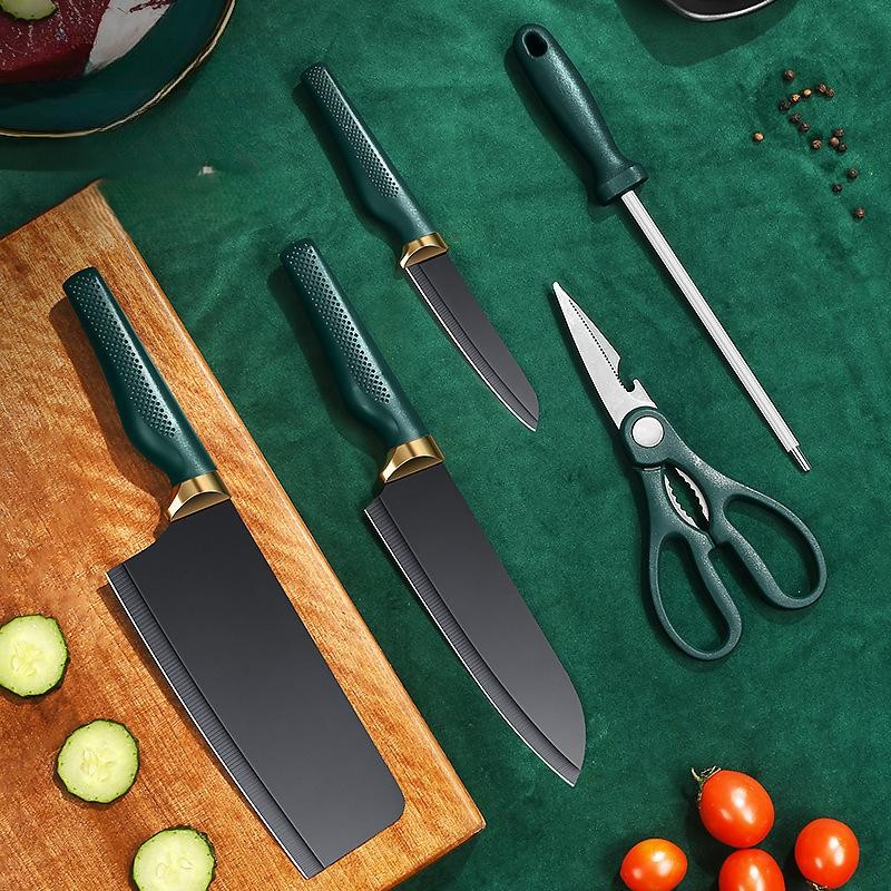 6PCS Ink Color Blade Kitchen Knife Household Slicing Meat Knife Combination Set