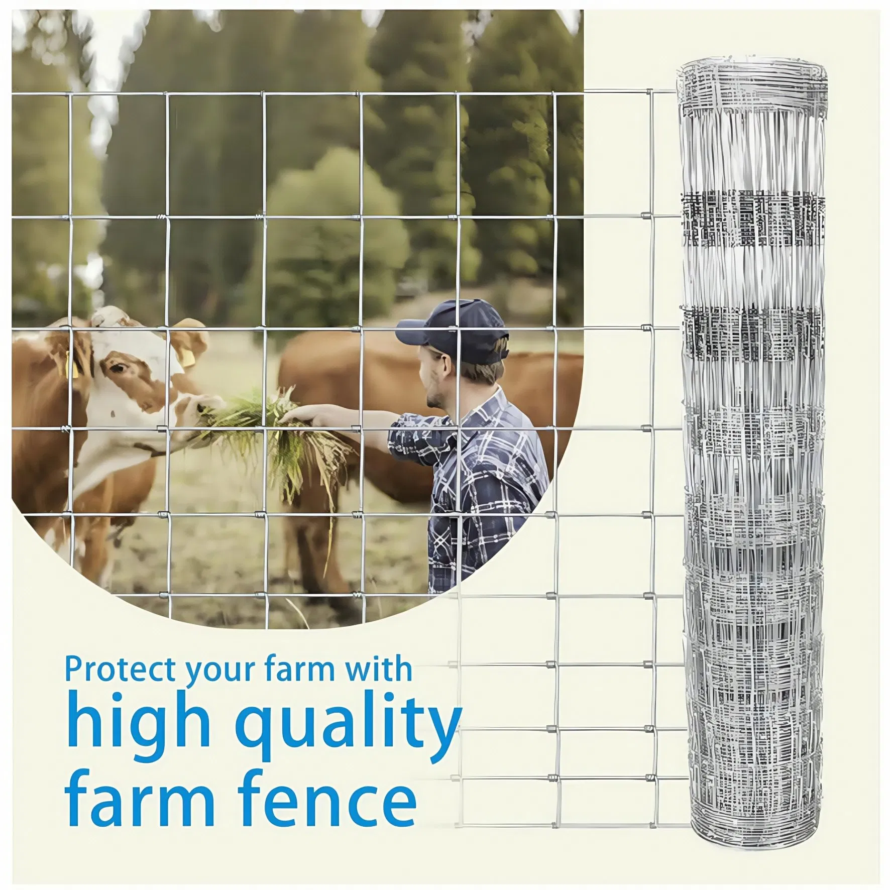 4 Feet Farm Fence Roll Horse Sheep Goat Cattle Cow & Pig Wire Mesh Welded Square Hole