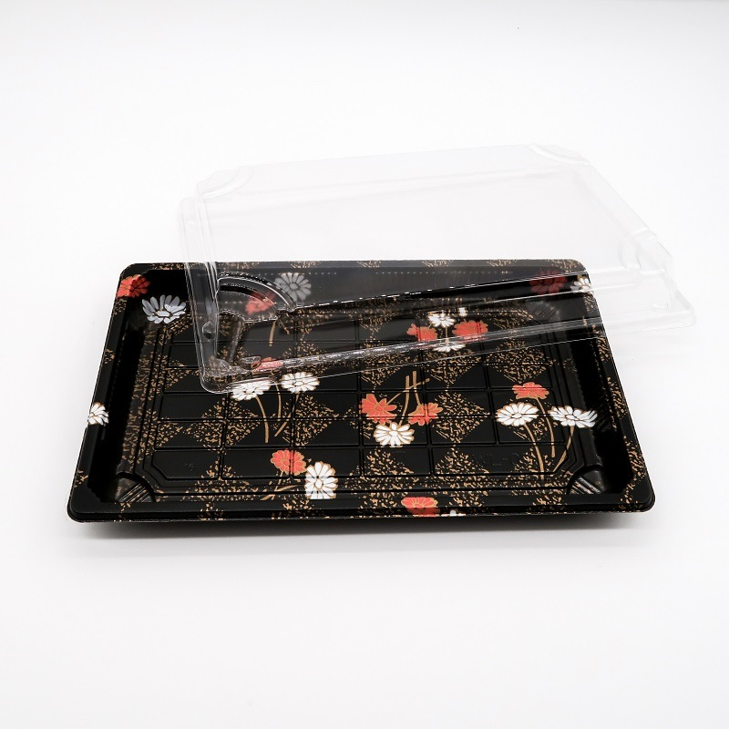 Disposable Rectangle Plastic Anti-Fog Sushi Container Tray for Package Tableware