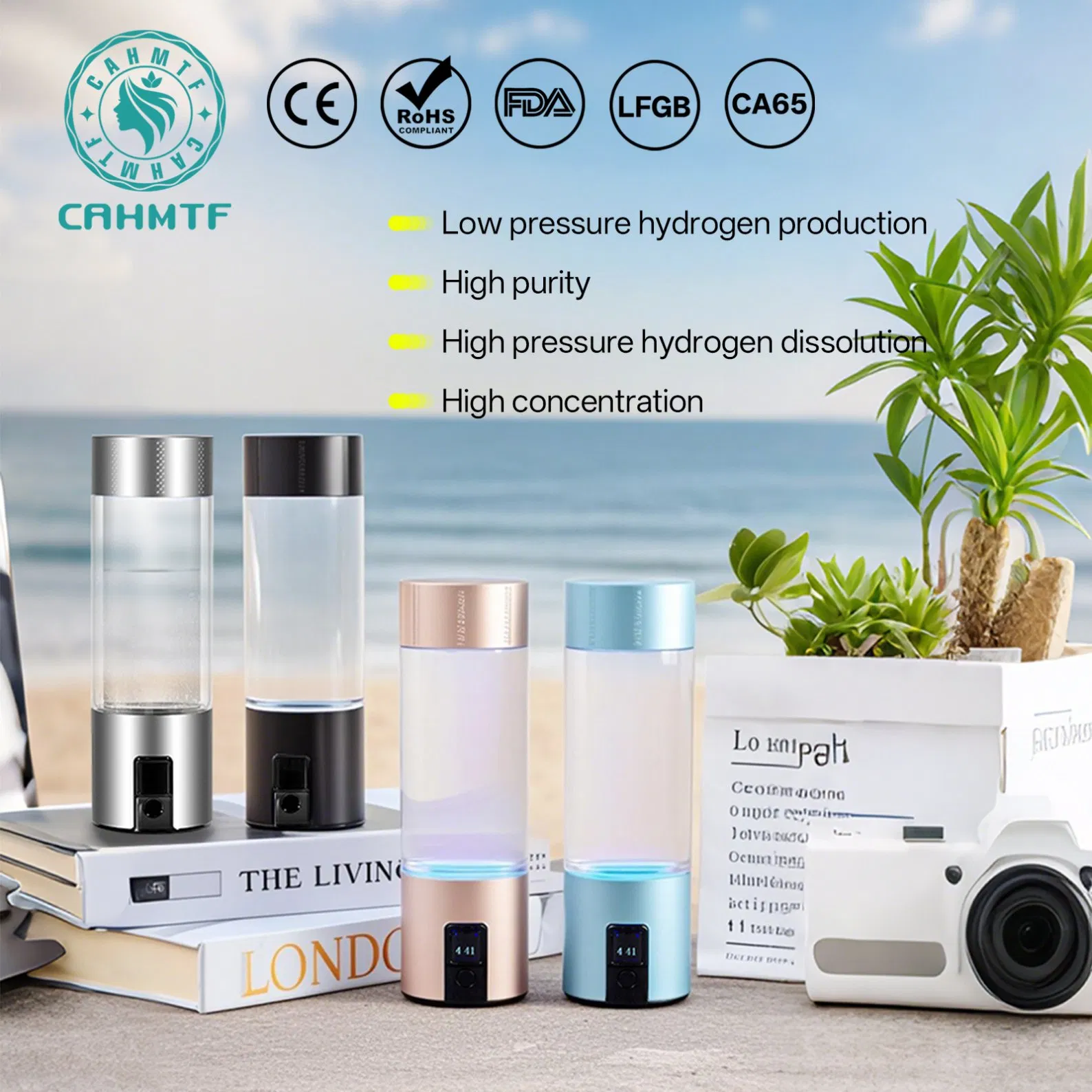 Cahmtf Hydrogen Water Bottle Generator 5000ppb H2 Analyst Ca65 / CE /RoHS/FDA/LFGB Test Approved