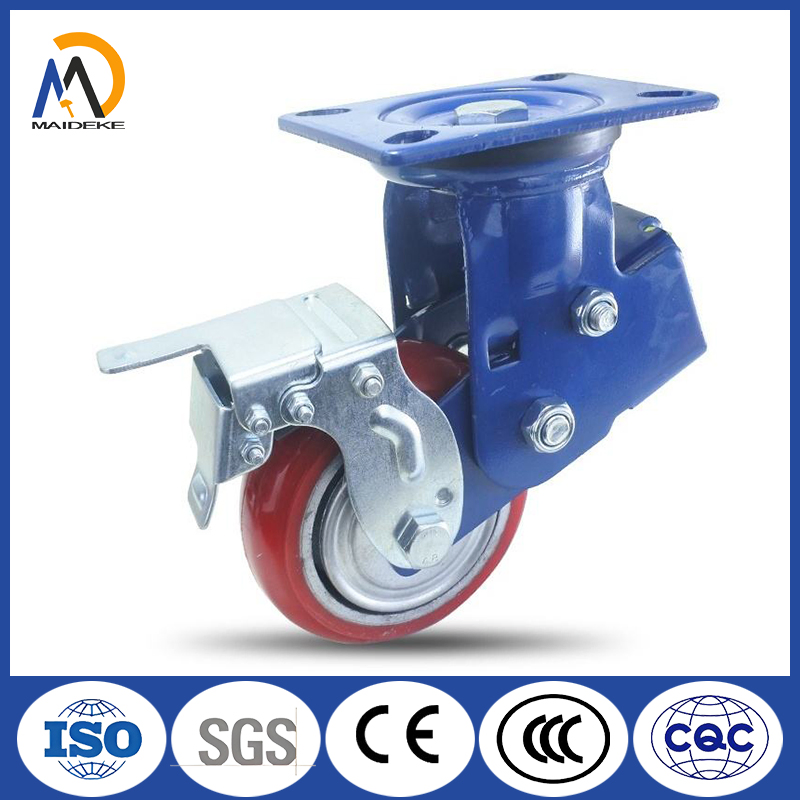 Heavy-Duty Shock-Absorbing Spring Casters, 5" 6" Iron Core Polyurethane Rubber Casters, Dual Spring Shock Absorber Industrial Casters