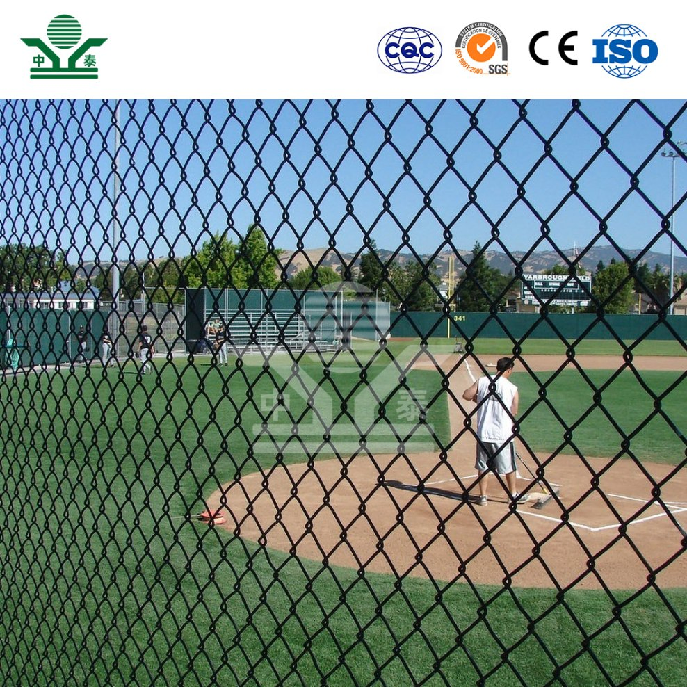 Zhongtai 4 Foot Chain Link Fence China Wholesalers Black Plastic Stadium Chain Link Fence 3.8mm Diameter 10 Tall Stadium Chain Link Fence