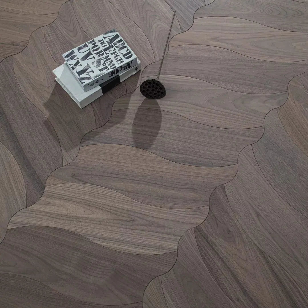 Walnut Engineered Parquet Flooring Large Leaf Pattern for Interior Design