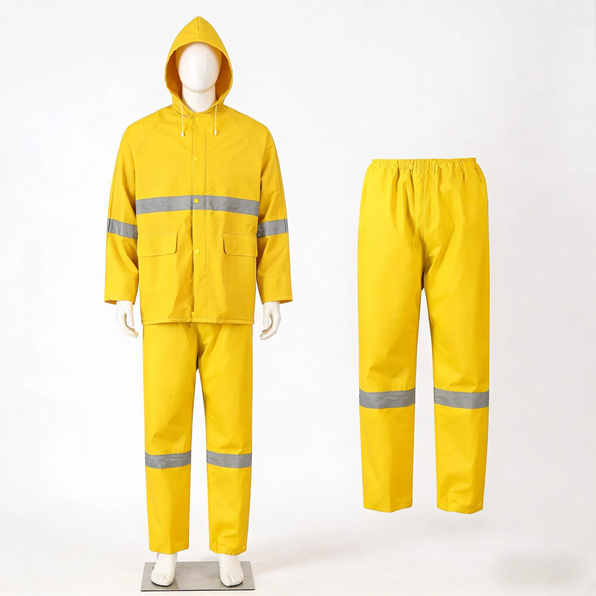 Customized Yellow PVC Polyester Waterproof Raincoat for Adult Work Wear