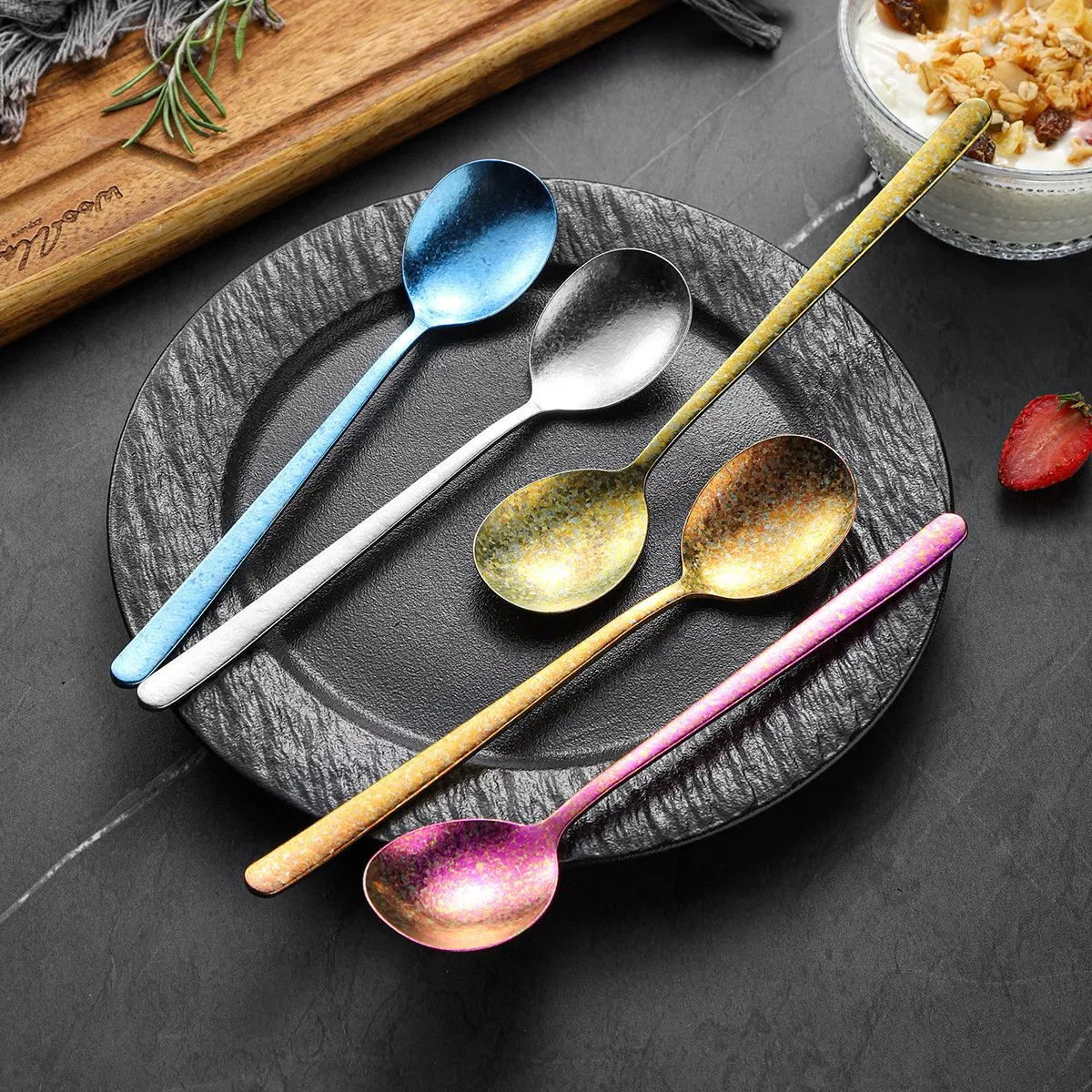 Newest Colorful Pure Titanium Safe Long Handle Soup/Coffee Spoon