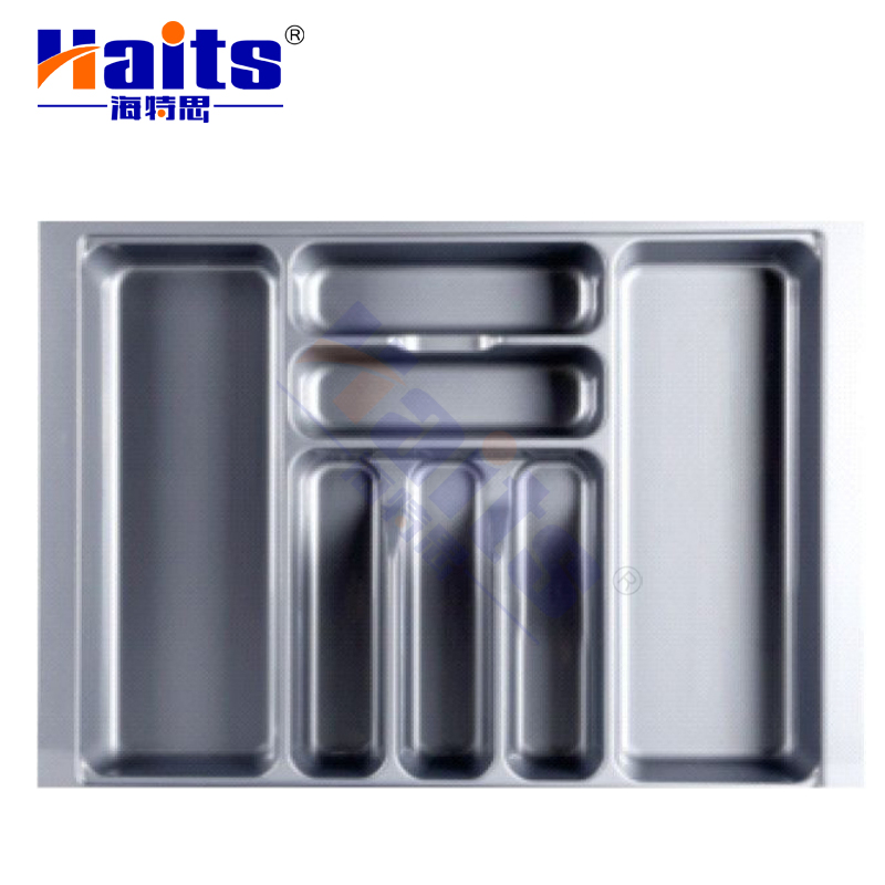 Kitchen Cabinet Fittings ABS Plastic Silver Grey Kitchen Cutlery Trays Drawer Organizer