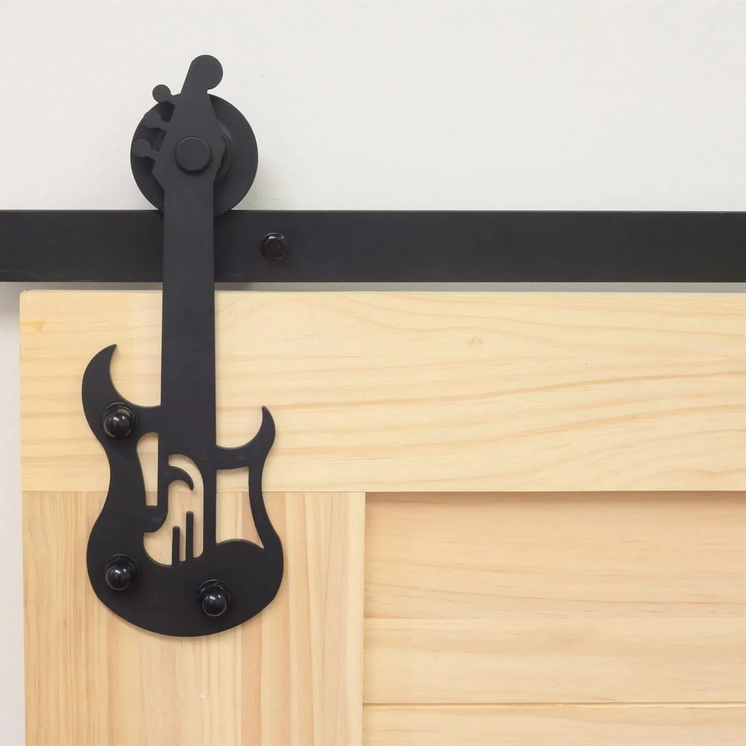 Standard Double Barn Door Hardware Kit Roller Hanger with Guitar Design