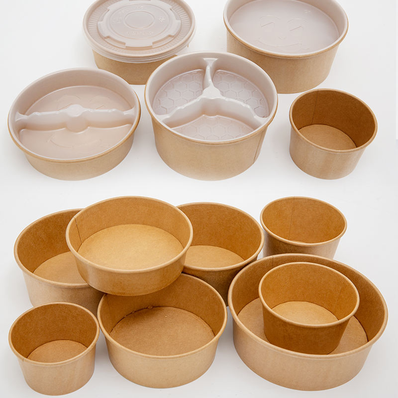 Customized Takeaway Salad Bowl Disposable Kraft Paper Bowl for Food Packaging