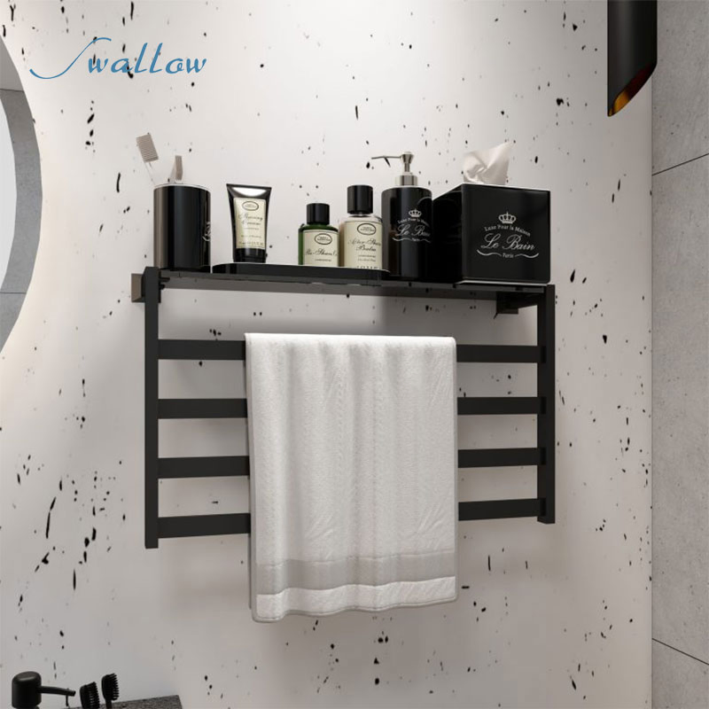 Traditional Glass Shelf with Electric Towel Warmer Rail