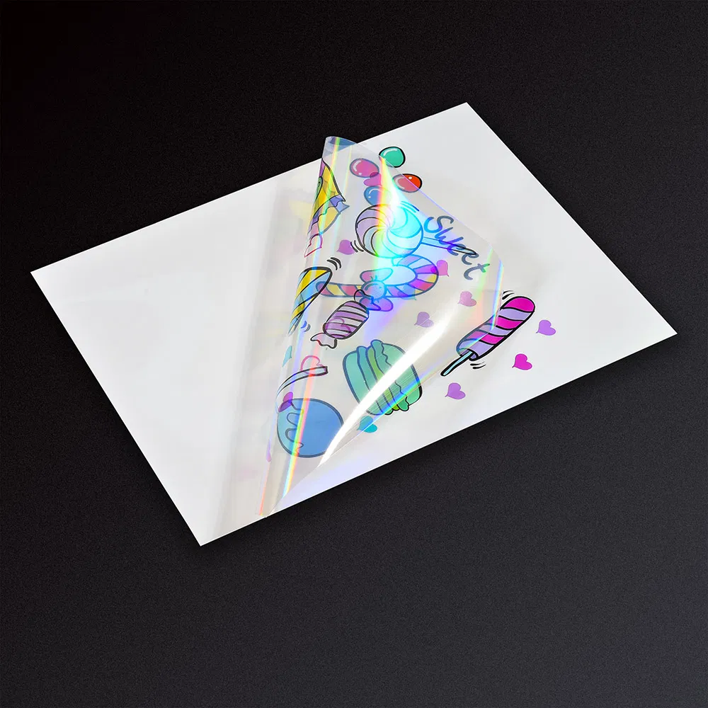 China Wholesale Printable Clear Holographic Adhesive Sticker Paper Waterproof A4 Sheet Inkjet Vinyl Sticker Paper for Laser & Inkjet Printer-