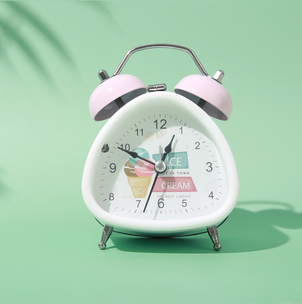 Custom Cheap Digital Clock Double Bell Triangle 3-Inch Alarm Clock
