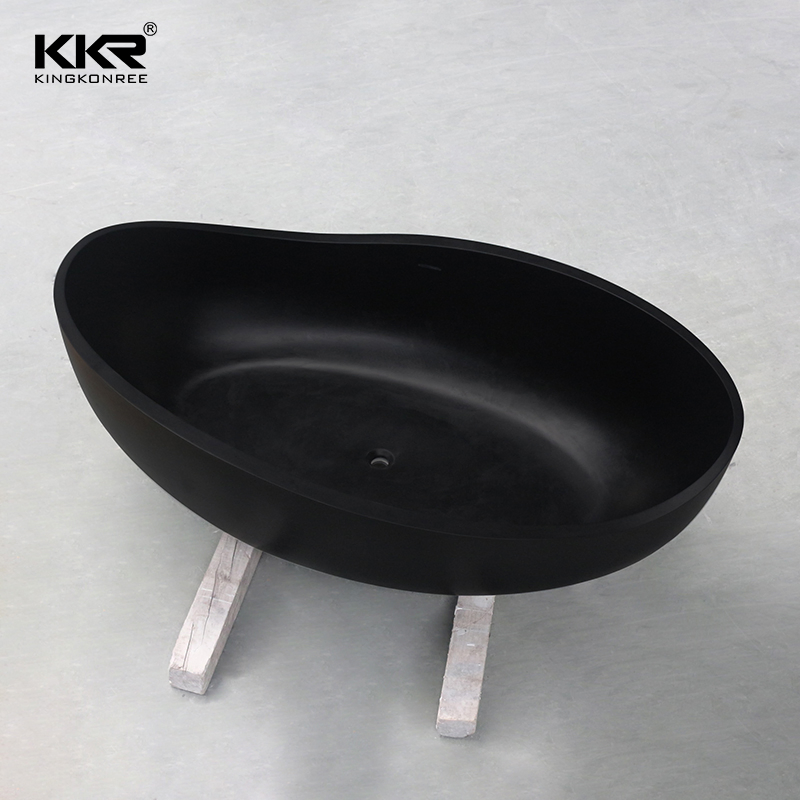 Kkr Solid Surface Matt Finished Black Stone Freestanding Sink
