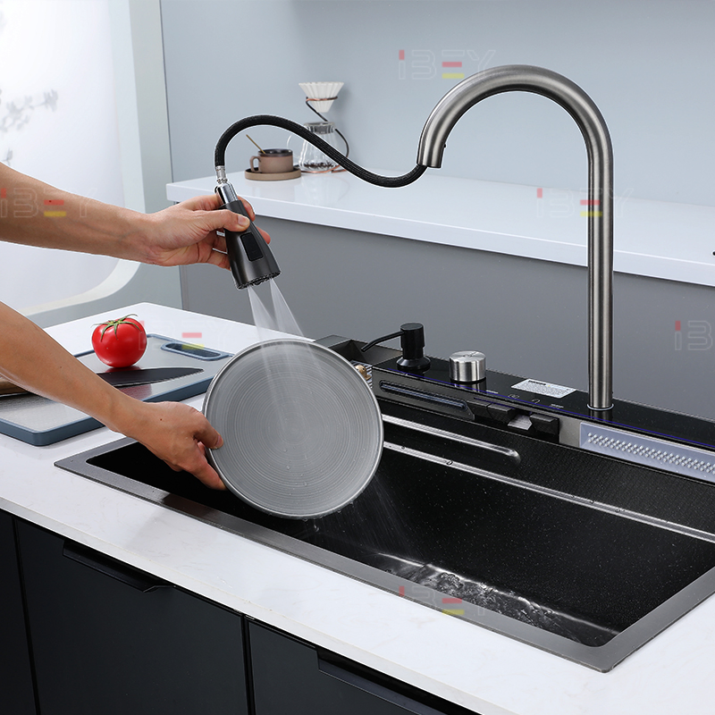 Multi-Functional 304 Stainless Steel Kitchen Sink with Plastic-Body Faucet