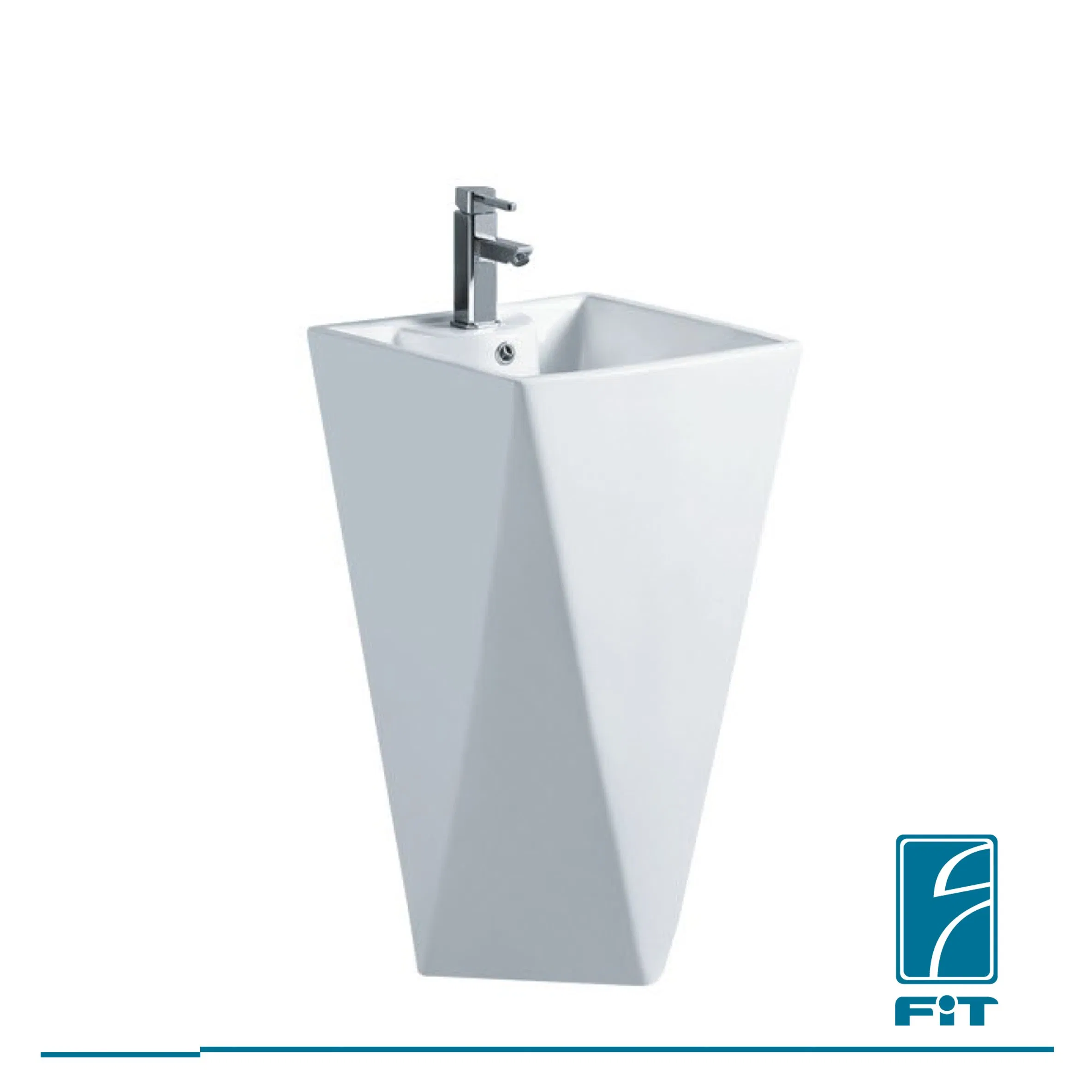 Floor Standing Square Bathroom Basin Ceramic Bathroom Hand Wash Pedestal Sink