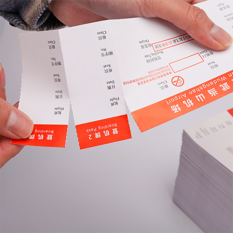 Airline Ticket Direct Thermal Printing Airport Top Thermal Carboard 175GSM Boarding Pass