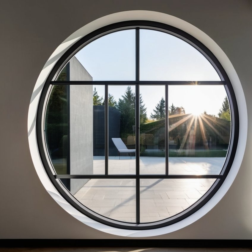 European and American Style French Decorative Aluminum Round Double Glass Window