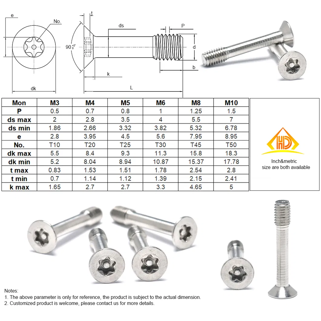 Винт потайной M3 с головкой Torx A2-70