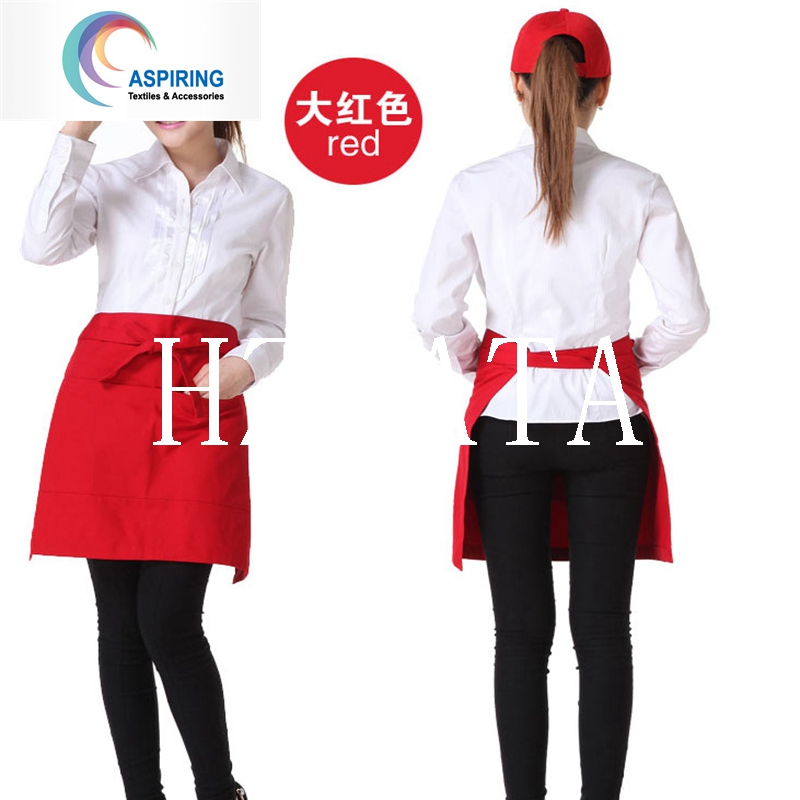 Promotion Restaurant 3 Pocket Black Short Waiter Waist Aprons