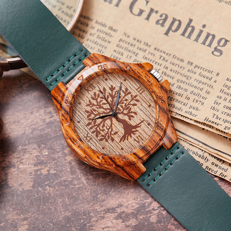 Factory Direct Sale Cross-Border Pop-up Imitation Wood Tree Grain Watch