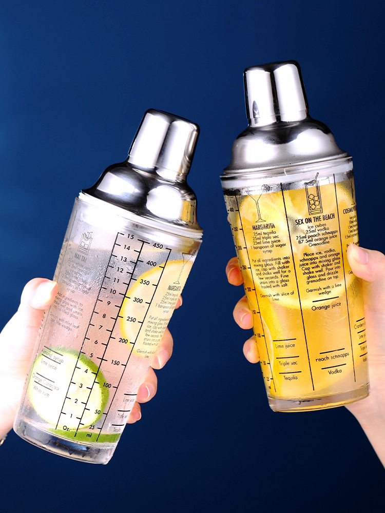 Шейкер для коктейлей из нержавеющей стали и стекла