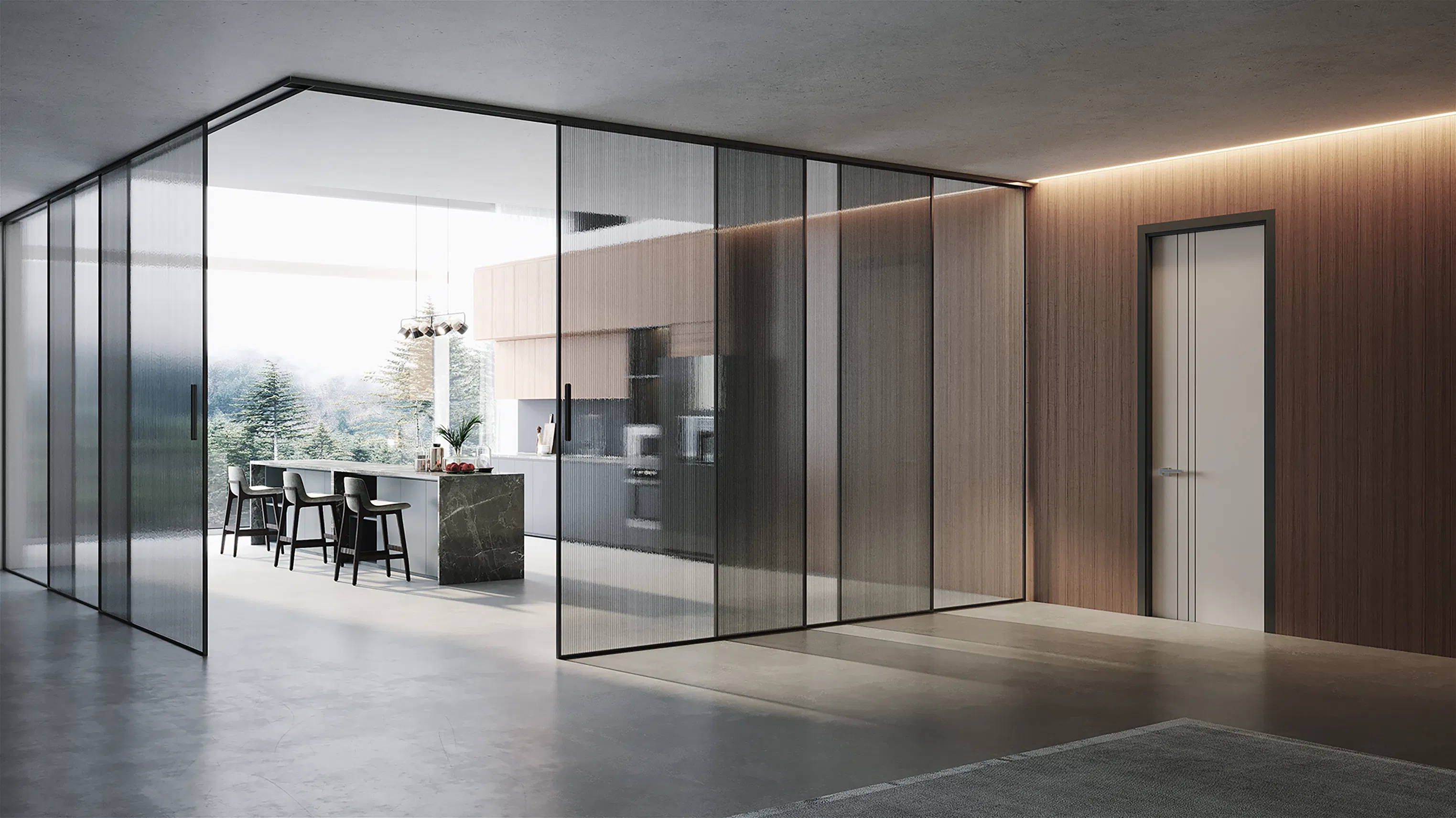 Modern Vertical Opening Customized Exterior Sliding Windows Glass and Metal Shopping Mall Security Door