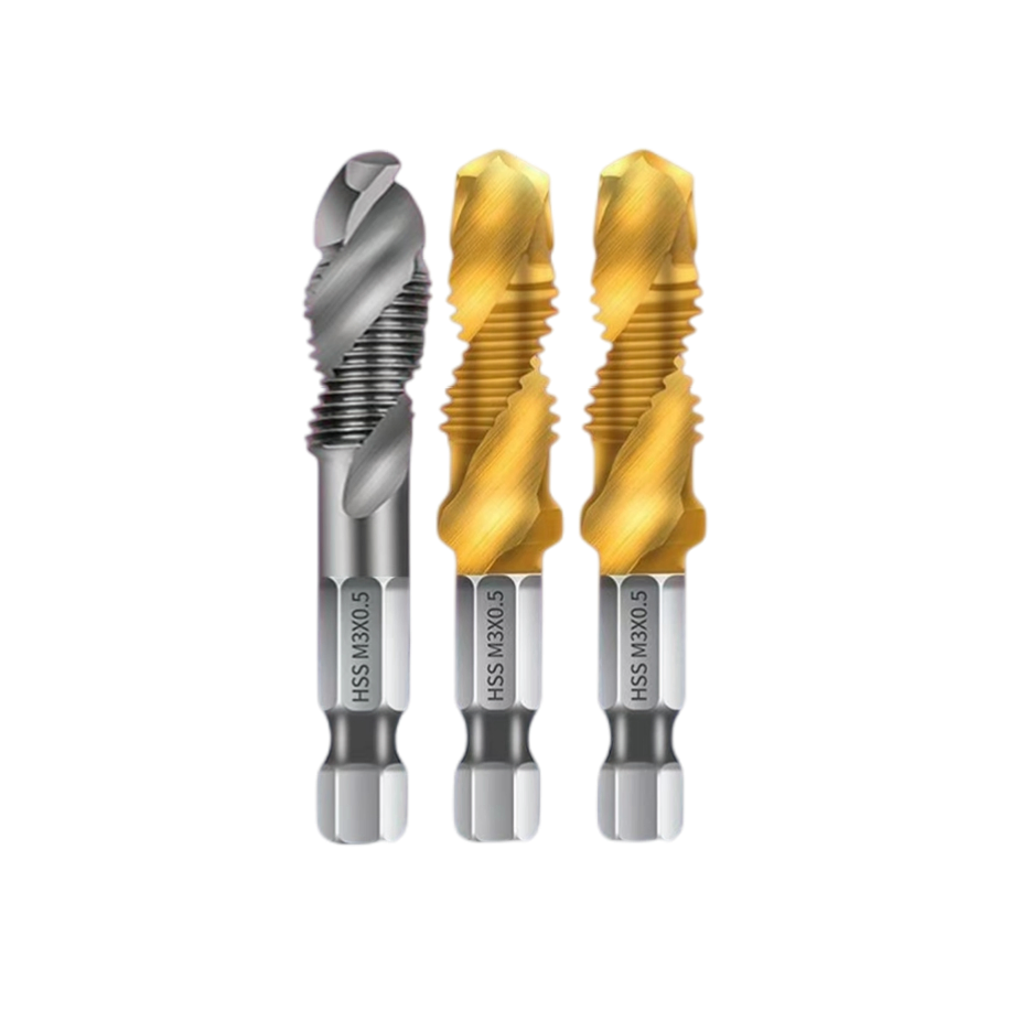 HSS Metric Hex Shank High Speed Steel Spiral Flute 2-in-1 Combinated Drill and Tap Bit Set M4 X 0.7
