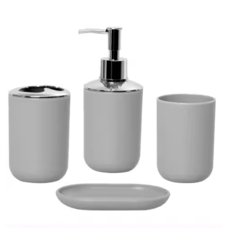 Multiple Colors Sanitary Ware Durable Plastic Luxury 4PCS Bathroom Accessories Set