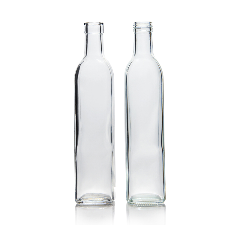 High Quality 250ml 500ml 750ml Transparent Square Glass Olive Oil Bottle with Tamper Evident Cap
