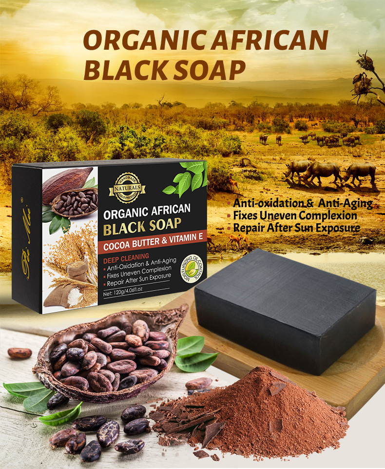 African Black Soap with Palm Kernel Coconut Olive Oils Aloe Vera Snowparsley for Dark Spot Removal Includes Deep Cleaning