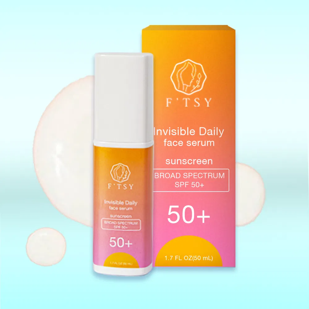 Private Label Vegan Natural Light Dewy Finished Tinted Broad Spectrum Brightening Mineral SPF50 Sunblock Sunscreen Serum