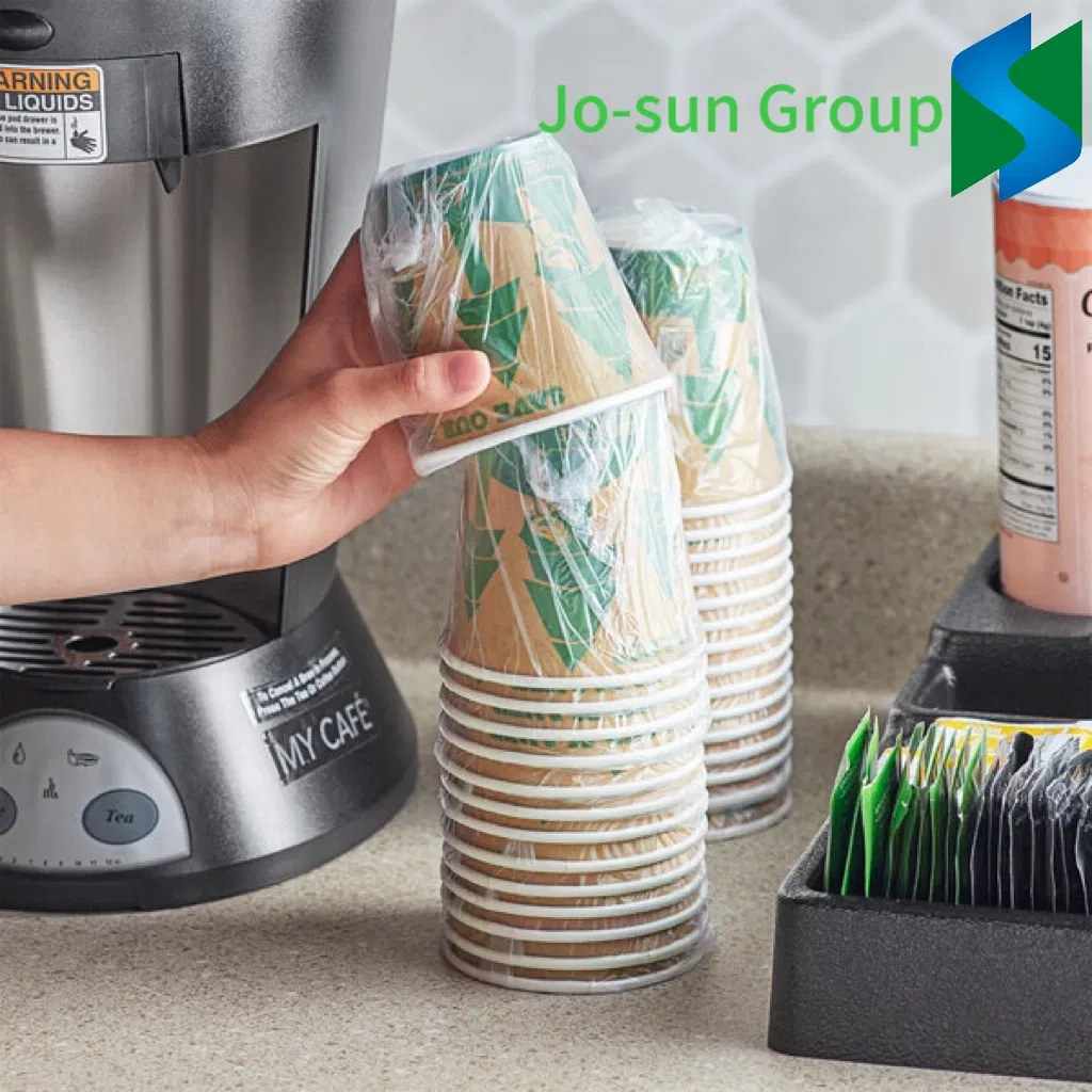 Environmentally Friendly Plastic Free Disposable PLA Double Wall Eco Biodegrade Kraft Compostable Individually Wrapped Paper Coffee Cup with Flat Lid