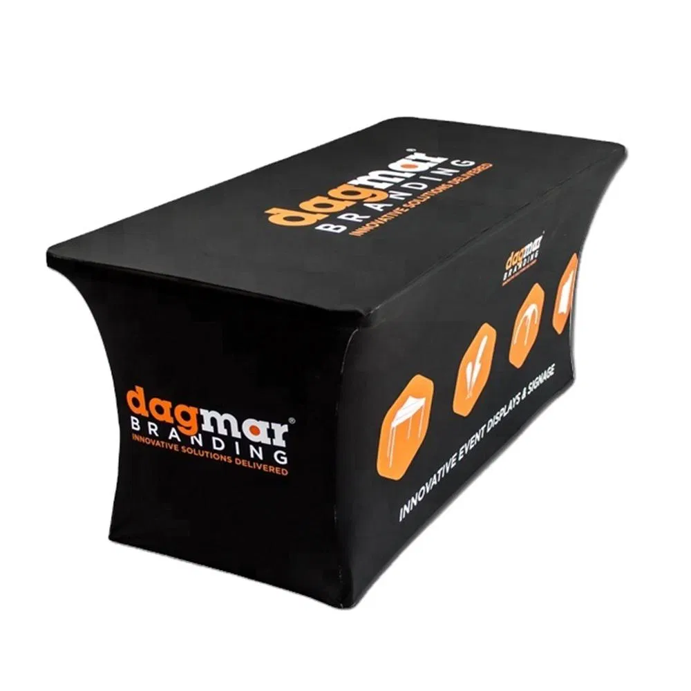 Custom Printed Trade Show Advertising Stretch Rectangular Table Cloth Spandex Table Cover