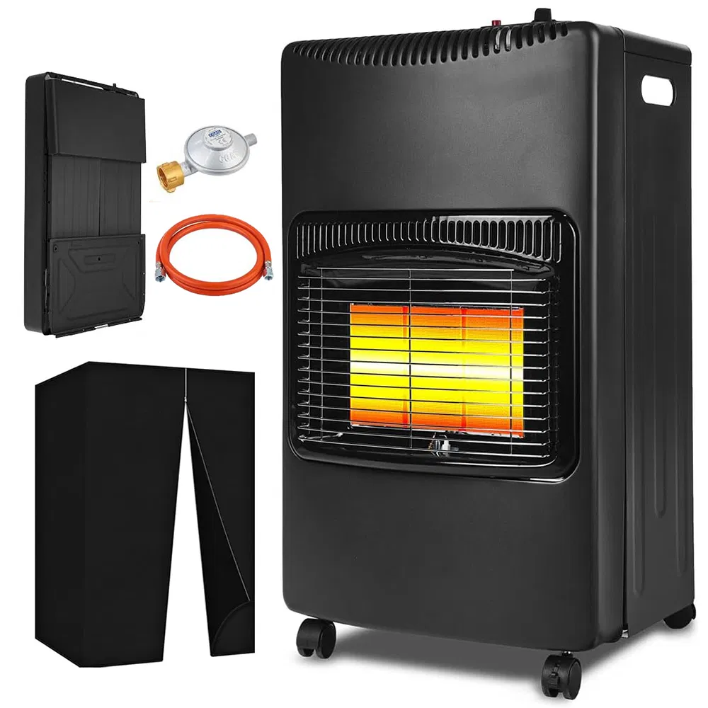 Gas Heater Indoor Portable Foldable Calor Heating Cabinet with 3 Heat Settings Hose Clips Regulator