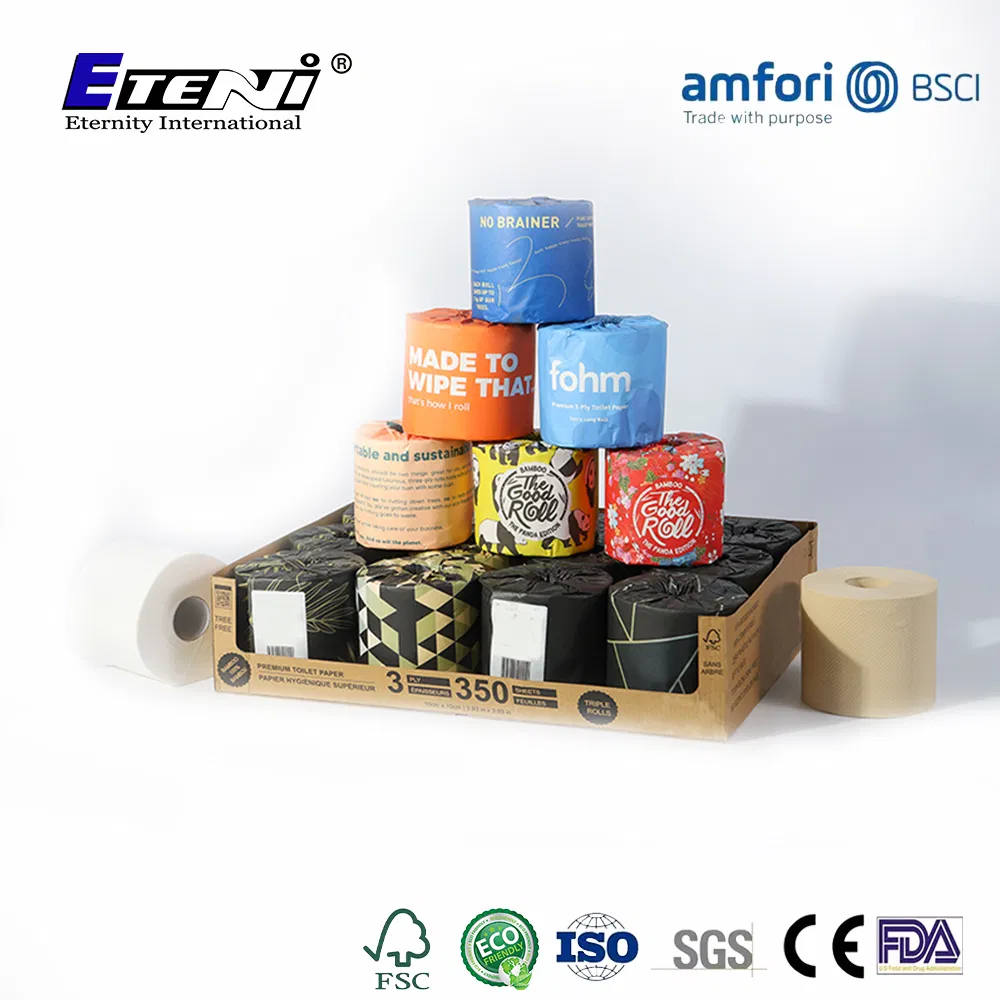 OEM/ODM Factory Eco-Friendly Customizable Household Sanitation Bamboo Toilet Roll Hygienic Toilet Tissue Paper